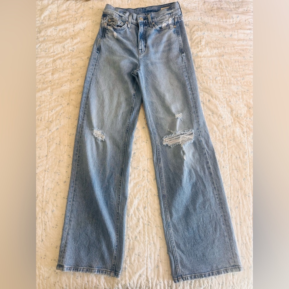 AYR Light Blue Wide-Leg Distressed Jeans - Picture 5 of 11